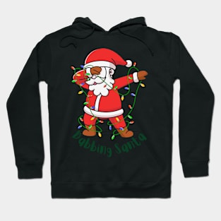 Red Cute Illustration Christmas Dabbing Santa Hoodie